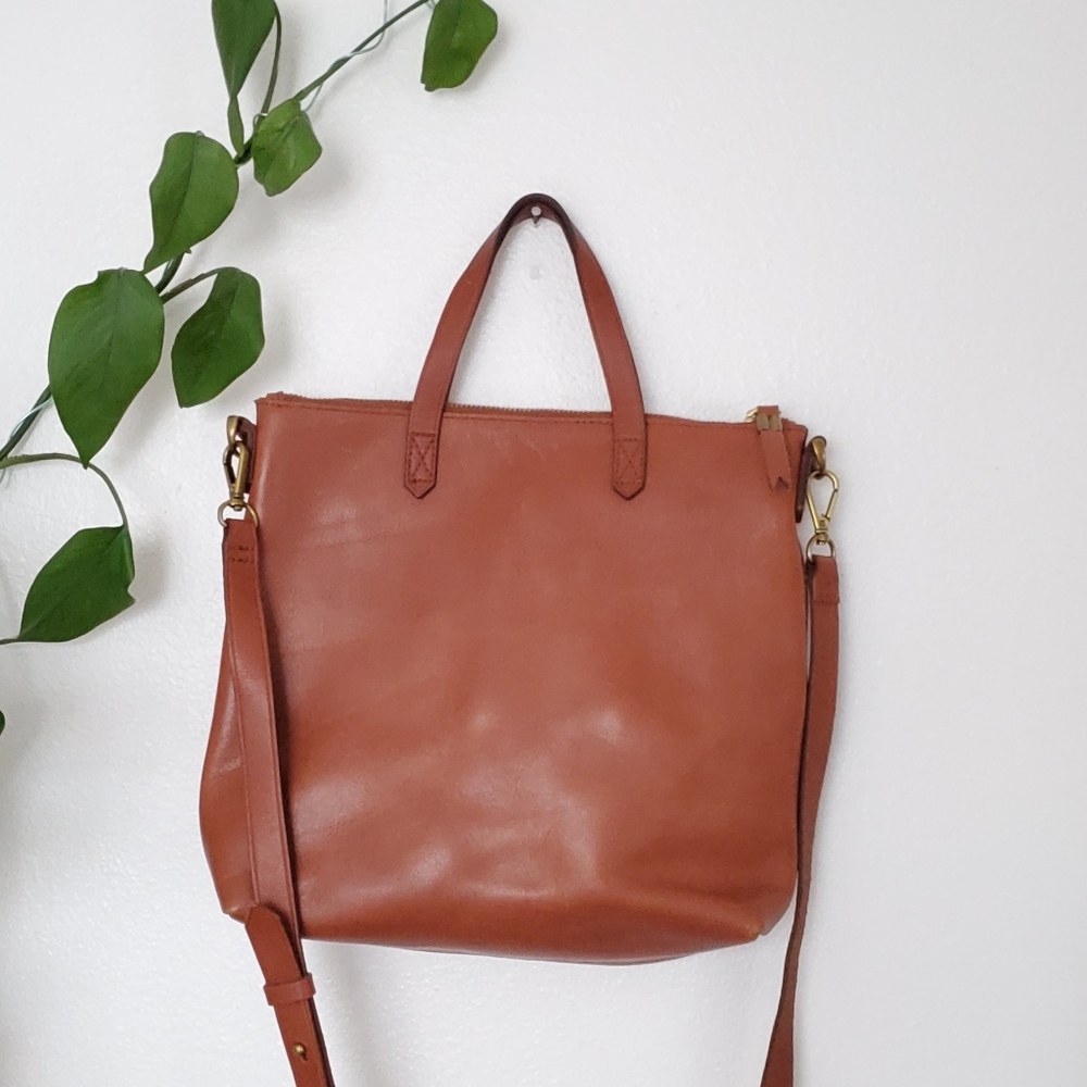 Madewell Transport Small Tote/ Crossbody Cognac Leather